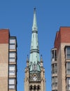 Old church steeple and buildings