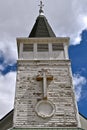 Old church steeple in need of fresh paint. Royalty Free Stock Photo