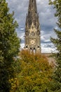 Old church steeple in stormy weather Royalty Free Stock Photo