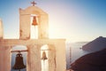 Old church at sunset on Santorini island, Greece Royalty Free Stock Photo