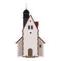 Old church, temple, house, building, facade, Europe, medieval traditions. European architectural style. Vector