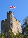 Old Church Tower Flying the Saint George Flag