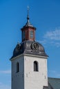 Old church tower in sunlight