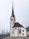 Old Church in the town of Fluelen Royalty Free Stock Photo