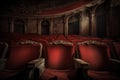 old cinema hall with red seats, 3d render and toned image Royalty Free Stock Photo