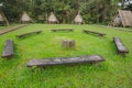 Old circle seats in the middle of huts Royalty Free Stock Photo