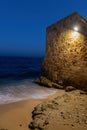 Old citadel by the sea at night Royalty Free Stock Photo