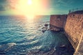 View from the sea to the fortress in Akko, Israel