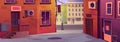 Old city back alley street cartoon background