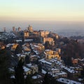 Old city of Bergamo in Italy winter time