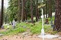 Old City Cemetery with sign post in Roslyn Washington Royalty Free Stock Photo