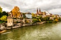 Basel with Munster cathedral and the Rhine river in Switzerland