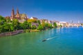 Old city center of Basel with Munster cathedral and the Rhine river, Switzerland