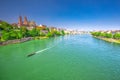 Old city center of Basel with Munster cathedral and the Rhine river, Switzerland