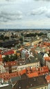 The old city center of Wroclaw from a bird's eye view and the Odra river.