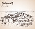 Old city Dubrovnik, Croatia. Sketch. Royalty Free Stock Photo