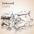 Old city Dubrovnik, Croatia. Sketch. Royalty Free Stock Photo