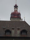 Clock tower behind the old City Hall. Lucerne, Switzerland.