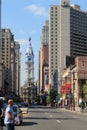 Old city hall among modern buildings Royalty Free Stock Photo