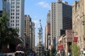 Old city hall among modern buildings Royalty Free Stock Photo