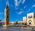 Old City of Jaffa downtown with Clock Tower and Setai resort at Yossi Carmel square in Tel Aviv Yafo, Israel