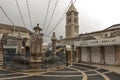 Old City of Jerusalem - Christian Quarter, empty street and square in the morning in rainy weather. Israel