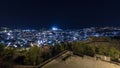 Old City of Jerusalem night timelapse hyperlapse. Muslim Quarter, West Bank. Top view Royalty Free Stock Photo