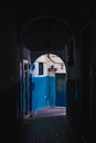 Old City/Medina Alley way with blue walls Royalty Free Stock Photo