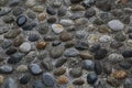 Old city pavement made of pebbles. Milan, Northern Italy, Europe Royalty Free Stock Photo