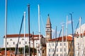 Old city Piran in Slovenia. View vith St. George`s Parish Church