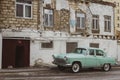 Old city with soviet streets and old houses and windows