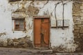 Old city with soviet streets and old houses and windows