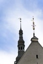 Old city, Tallinn, Estonia. A medieval weather vane Old Thomas on the Town hall tower Royalty Free Stock Photo