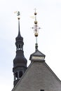 Old city, Tallinn, Estonia. A medieval weather vane Old Thomas on the Town hall tower Royalty Free Stock Photo