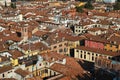 Old town houses city center aerial view