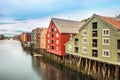Colorful houses and the Nidelva River, Trondheim, Norway Royalty Free Stock Photo