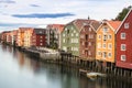 Colorful houses and the Nidelva River, Trondheim, Norway Royalty Free Stock Photo