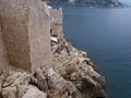 Old city walls in Dubrovnik facing the Adriatic sea