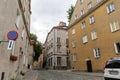 Old city. Warsaw Poland. Multicolored houses. Empty street without tourists. Warsaw, Poland - August 1, 2023.