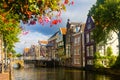 The old citycentre of Alkmaar streets, canal and draw bridge Royalty Free Stock Photo