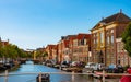 The old citycentre of Alkmaar streets, canal and draw bridge Royalty Free Stock Photo