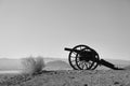 Old Civil War Cannon in the field of lookout mountain in Calico Ghost Town.