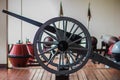 Old civil war cannon on wheels and has been noonday gun historic time signal Royalty Free Stock Photo