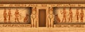 Egypt Stone Temple Wall, Vector Ancient Pharaoh Tomb Interior, Goddess Silhouette, Religion Hieroglyphs.