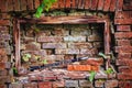 Old clarinet on background of beautiful broken brick wall. Copy space for text or design Royalty Free Stock Photo