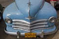 Old clasic light blue cuban car front