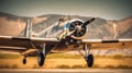 Old classic airplane on the air. Generative Ai