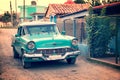 Old classic american car in a street of Vinales Cuba Royalty Free Stock Photo