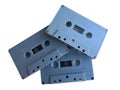 Old classic audio tape cassette overlapping isolated on white background Royalty Free Stock Photo