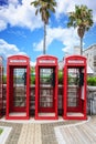Three British Phone Booths On Bermuda